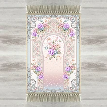 Еще фиолетовые цветы розы Цветочный 3d турецкий исламский мусульманский молитвенные коврики с кисточками Противоскользящий современный молитвенный коврик Рамадан Eid подарки