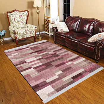 

Else Damson White Brown Boxes Modern Geometric 3d Print Anti Slip Kilim Washable Decorative Kilim Tassel Rug Bohemian Carpet