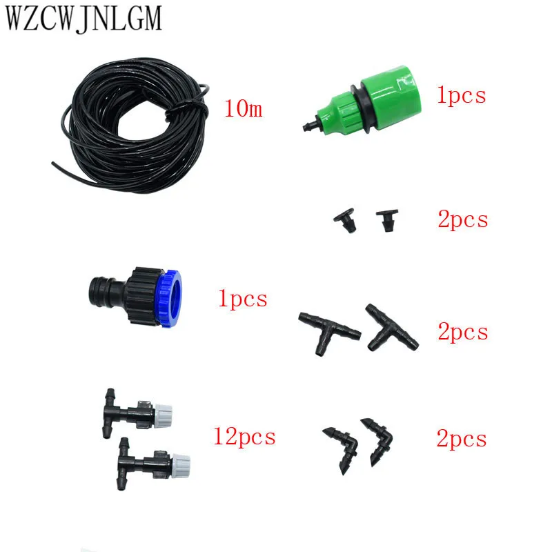 1 комплект туман насадки для полива и орошения системы Портативный на случай запотевания стекол можно использовать автоматический полив 10 садовый шланг для разбрызгивающая головка с 4/7 мм тройник и разъемом для плавательного бассейна