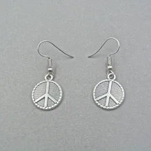1pair Silver Peace Sign Earrings Peace Symbol Earrings Peace on Earth Gift for her peace