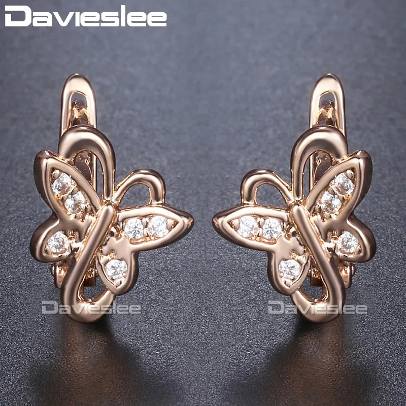 

Davieslee Femme Earrings Butterfly Womens Smart Earrings 585 Rose Gold Filled DGE125