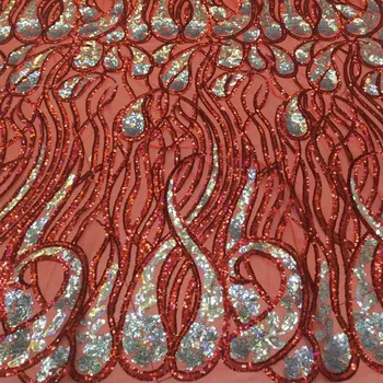 

High Quality Hand cut Organza Lace Fabrics 2018 Embroidered African Sequin Lace Fabrics For Women party HJ868-1