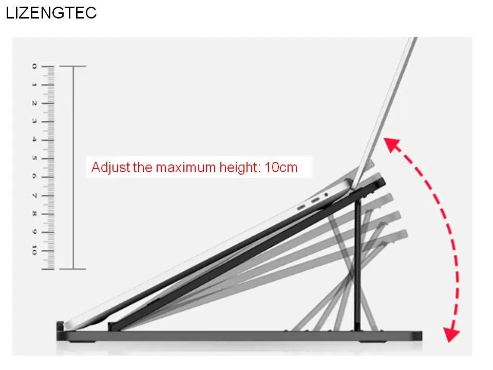 shipping lizengtec алюминий 6 высоты Регулируемая подставка для ноутбука теплоотвод складной портативный Fit ноутбук 15,6 дюймов
