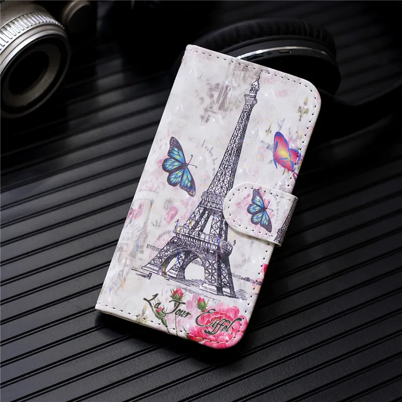 Y5 Leather Case on for Huawei Y5 Cover Luxury 3D Flip Wallet Leather Phone Cases for Huawei Y 5 Y5 Prime Fundas - Color: D