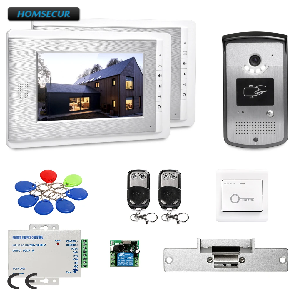 HOMSECUR 7 дюймов Видеодомофон Безопасности с ИК Ночнsv видениеv для дома безопасности  XC001 + XM708-S