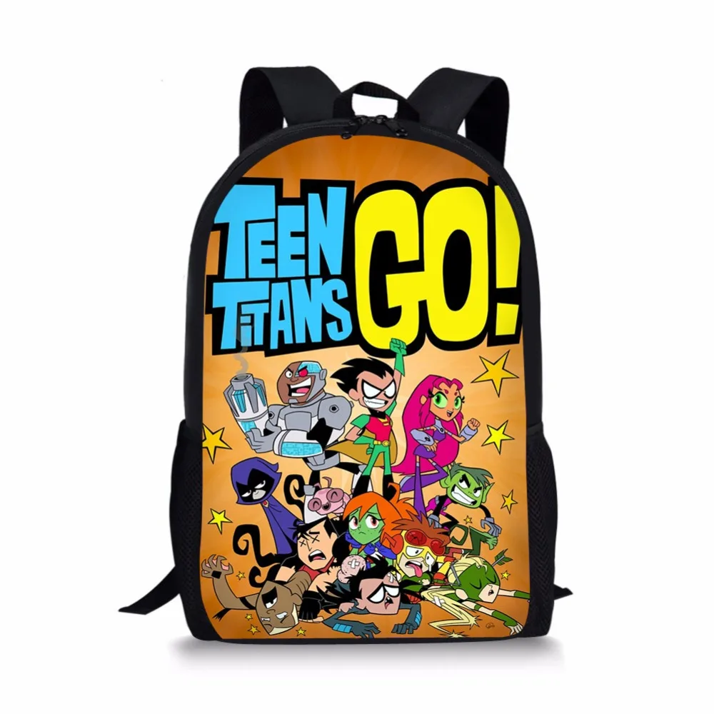 

Cartoon Print Teen Titans Go Backpack SchoolBags for girls boys teenager orthopedic school bag packbags mochila escolar bookBag