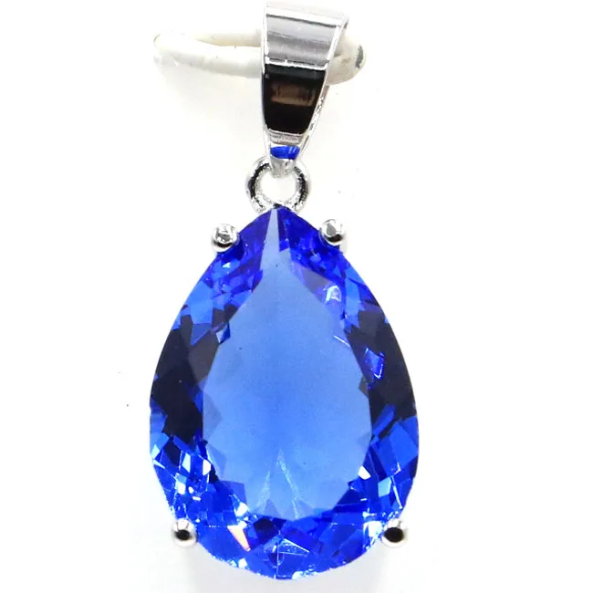 

SheCrown 18x13mm Rich Blue Violet Tanzanite Gift For Sister 925 Silver Pendant 27x13mm