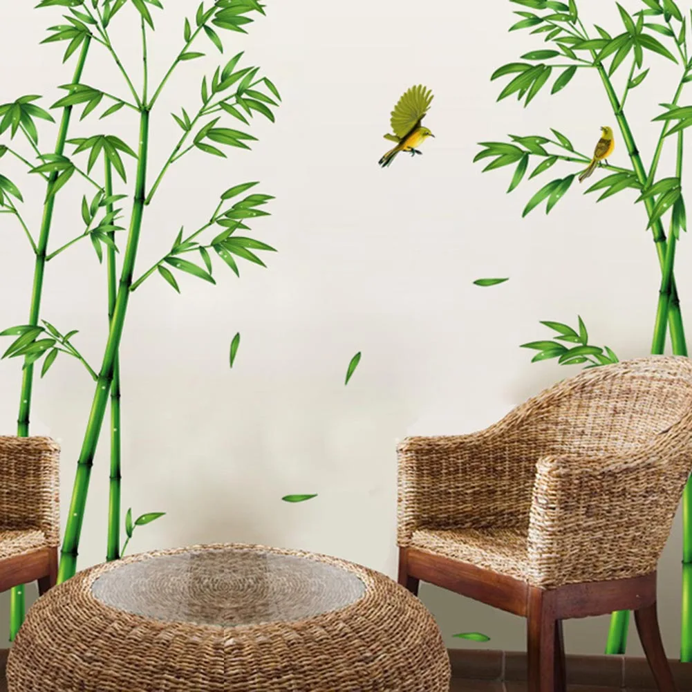 Бамбуковые птицы дерево DIY виниловые наклейки на стену домашний декор детские комнаты художественные наклейки 3D обои украшения большой размер