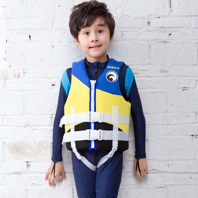 Hisea Спорт Дети Серфинг Дрифт спасательный жакет плавающий плавать ребенок надувной Помощи Жилет плавучие Безопасность спасательный жилет - Цвет: Blue and Yellow