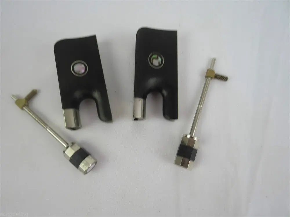 

High quality 2 pcs ebony viola/cello bow frogs with silver mounted