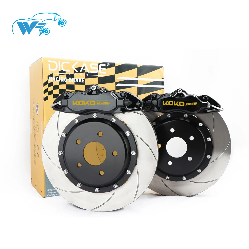 Discount KOKO RACING 2018 cars brake kit 5 auto parts full set drill style brake disc with 4 big pot brake caliper for suzuki swift 2