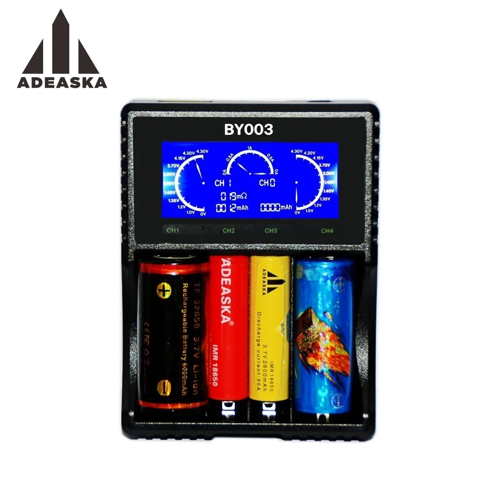 Умное зарядное устройство ADEASKA BY003 с ЖК дисплеем для аккумуляторов li ion/IMR/INR/ICR 18650