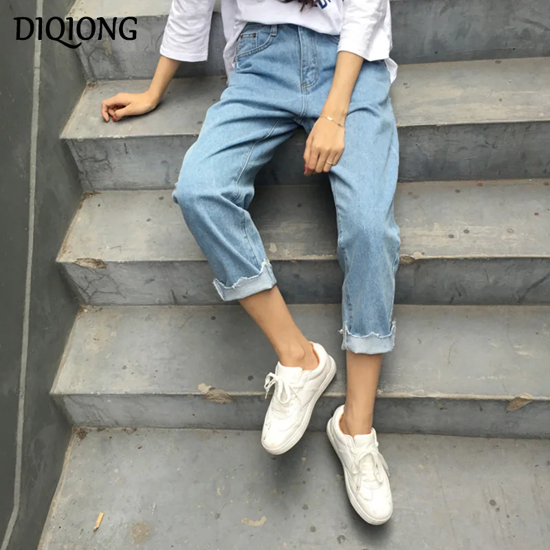 Diqiong осень 2017 г. женские свободные девять очков джинсы для женщин Повседневное