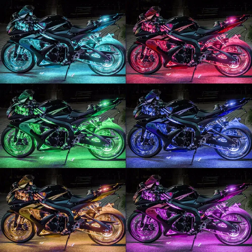 12x Motorcycle Led lights Wireless Remote 18 Color Accent Neon Glow Light Strips