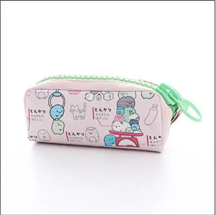 Чехол-карандаш с рисунком Sumikko gurashi из искусственной кожи с большой молнией, сумка для хранения канцелярских принадлежностей, офисные школьные принадлежности, Canetas - Цвет: pink