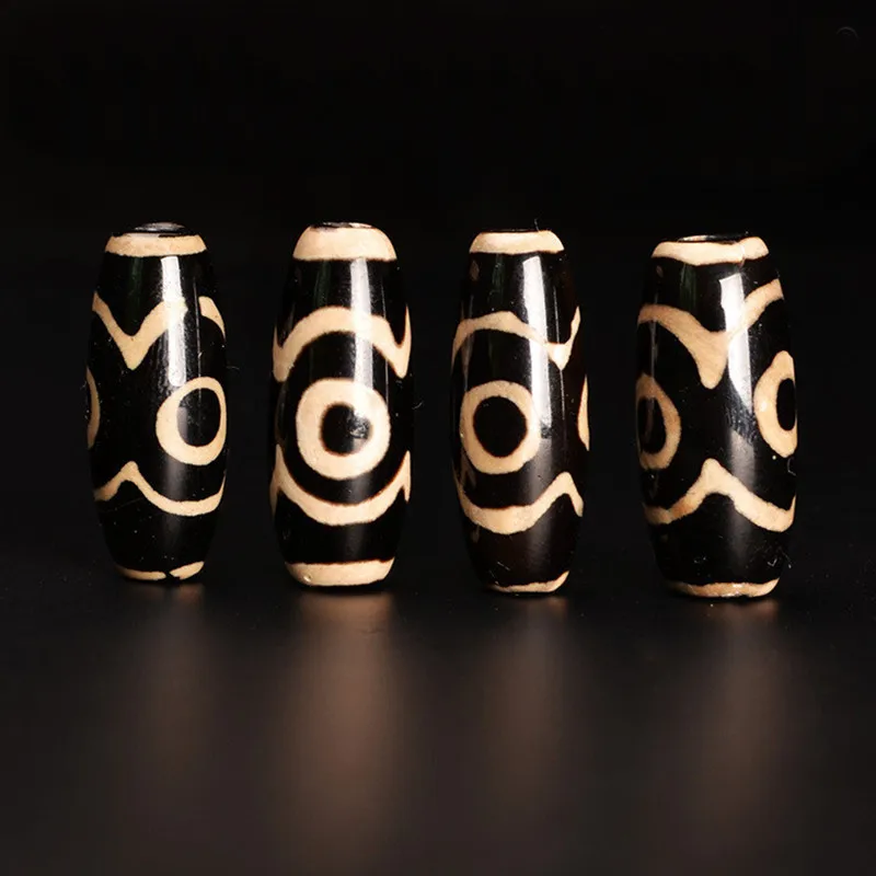

5 PCS 10*25mm Vintage Tibetan Eyes Dzi Beads, Antiqued Stone Spacer Beads Hole Bead Loose Beads For Jewelry Making