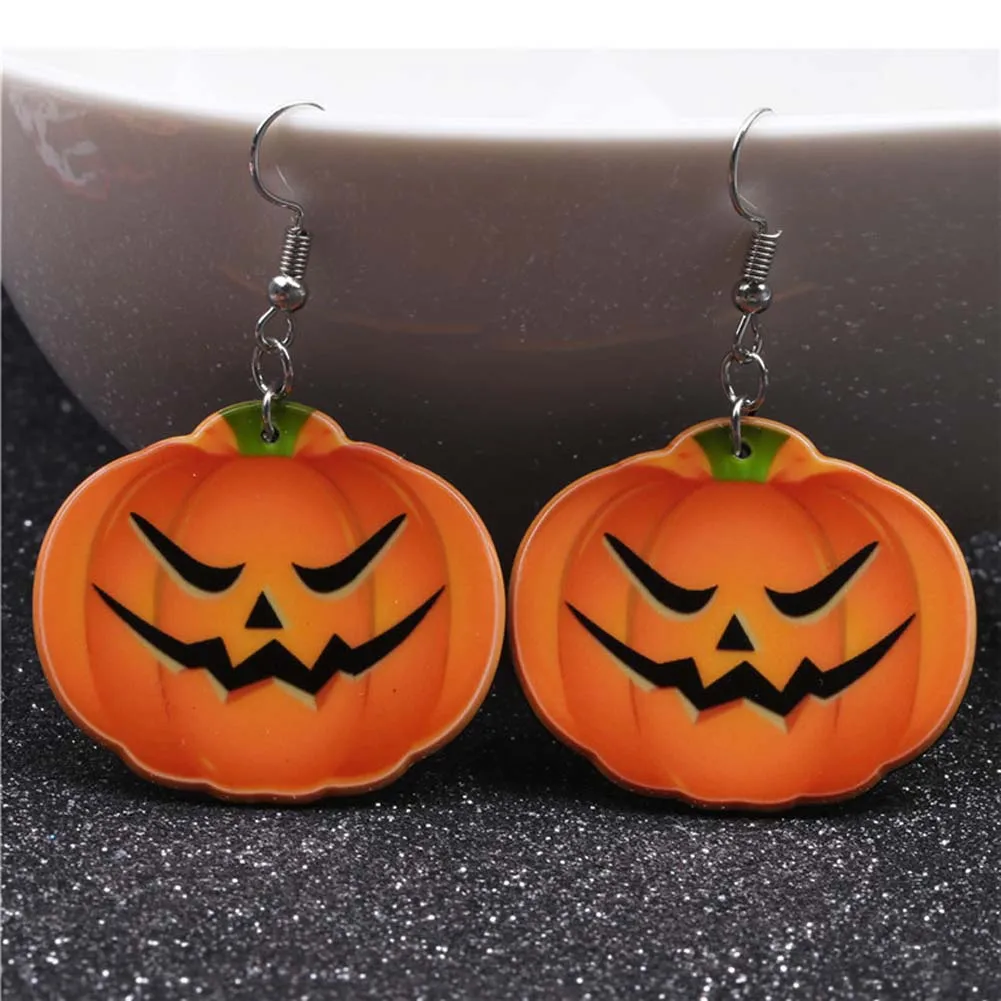 

Pumpkin Face Charms Earrings Acrylic Chain Drop Earring For Women Halloween Jewelry Accessories 2017 Dropshipping