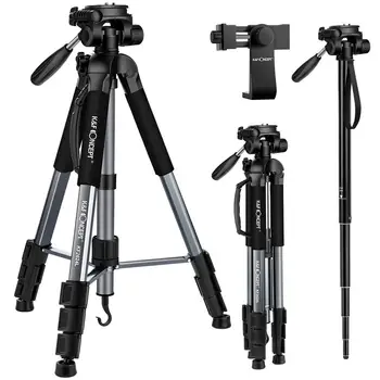 

KF Concept 70" Portable Aluminum Alloy Tripod Monopod with 3-Way Swivel Pan Head Quick Release Plate Carrying Handle Carry Bag