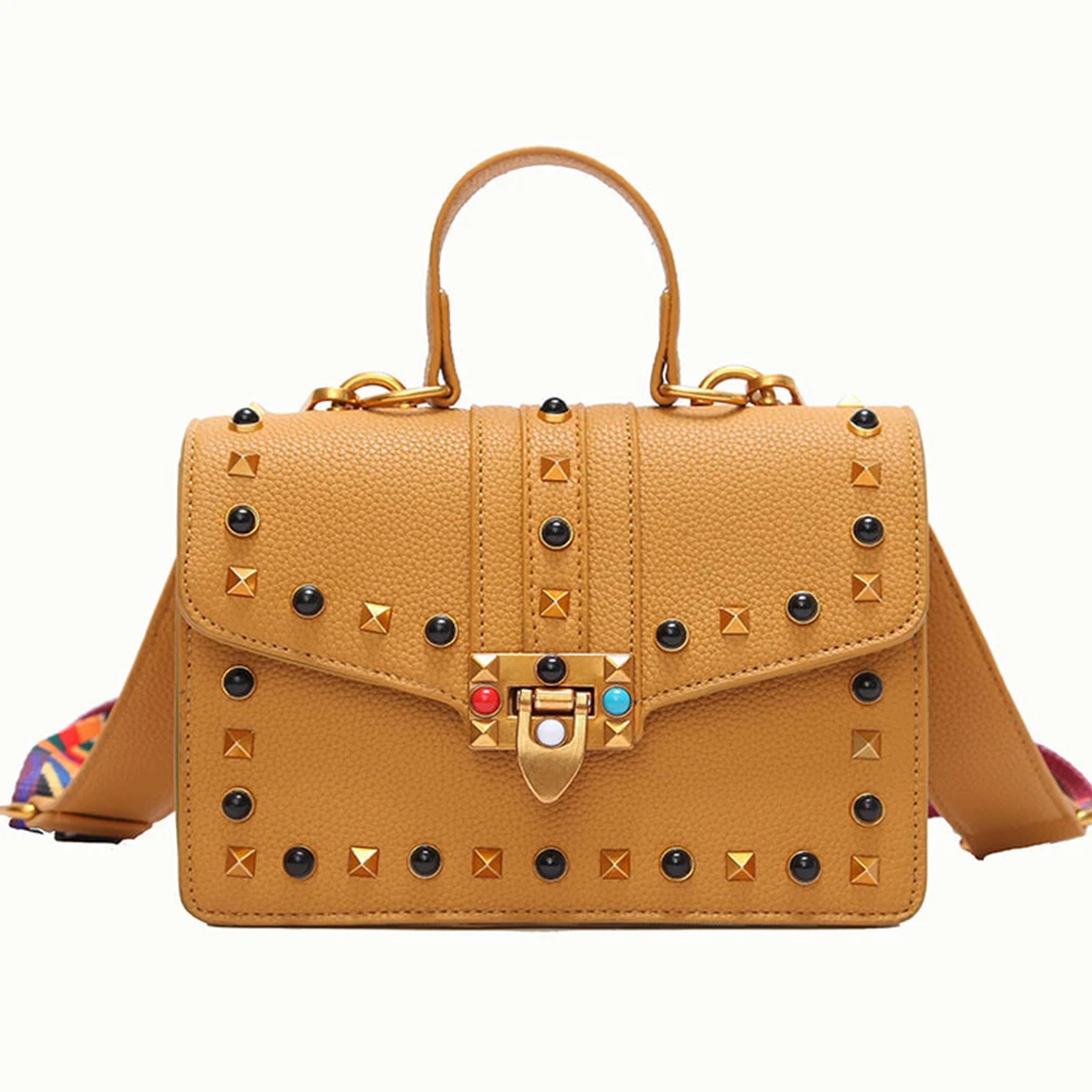 Rivets Women Shoulder Bag Wide flower band Female Causal Totes for Daily Shopping All-Purpose High Quality Dames Handbag | Багаж и сумки