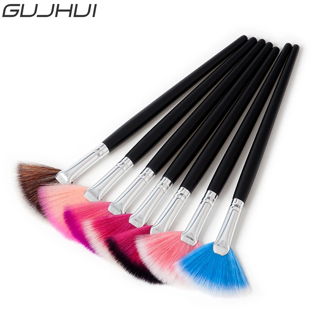 Women Beauty Powder Foundation Eye Shadow Fan Makeup Brush Cosmetic Tool |
