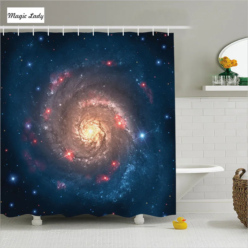 Shower Curtain Bathroom Accessories Galaxy Stars Spiral Universe Milky