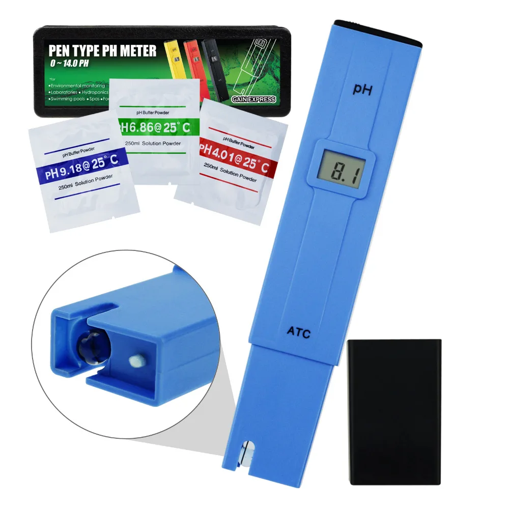 

Pocket Size 0.0-14.0 pH Meter, Digital Water Quality Tester Pen Type ATC +/- 0.1pH Measurement Swimming Pools, Aquariums