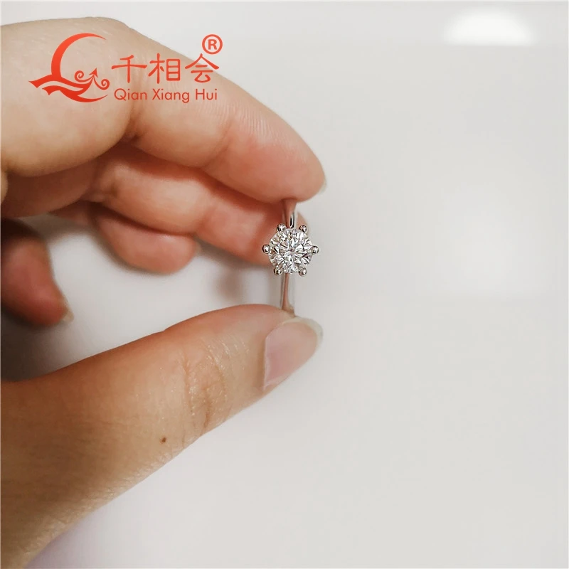 Классическое 925 пробы Серебряное кольцо с 1ct 6,5 мм круглой огранкой df цвет Муассанит Свадебные ювелирные изделия кольца для помолвки