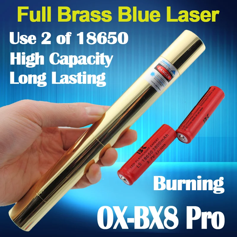 oxlasers Full brass housing OX BX8 4000m focusable burning blue laser pointer uses 18650