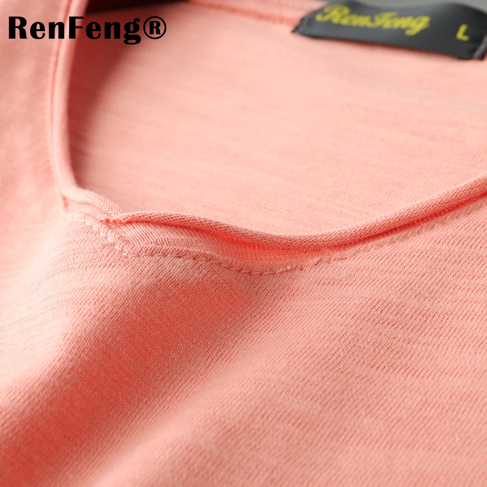 2018 Autumn and Summer man T-shirt fashion Short sleeved casual V-neck t shirt M-3XL Brand Bamboo cotton Solid color t shirt New (3)
