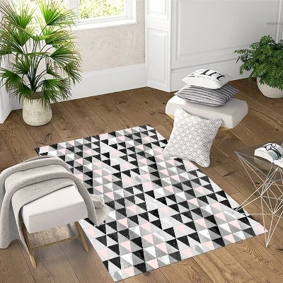Розовый, черный, белый, серый треугольник геометрический 3d принт с рисунком нескользящий микрофибра гостиная современный моющийся коврик