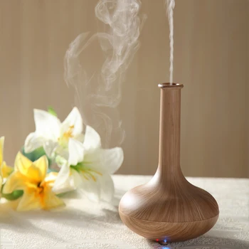

Wooden Ultrasonic Aromatherapy Humidifier Essential Oil Aroma Diffuser LED Light Mute Air Humidifiers Home Office Mist Maker