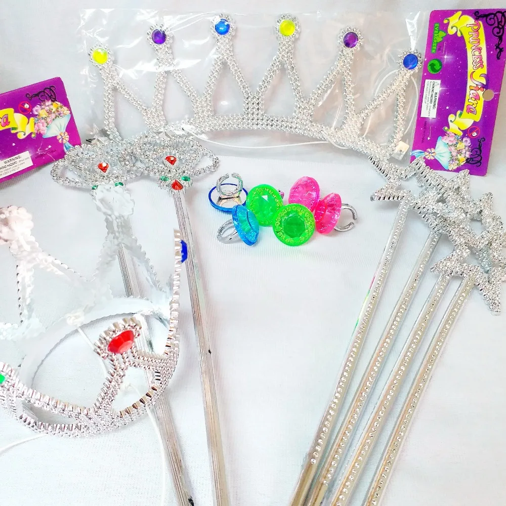 30X Принцесса Королева Набор Тиара палочка кольцо наряжаться в костюм голова дети ролевые девушки игрушки подарок сувениры для вечеринки ко