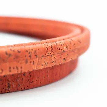 

10x5mm Orange Red Licorice Leather Cork Cord Portuguese cork jewelry supplies /Findings cord vegan COR-348