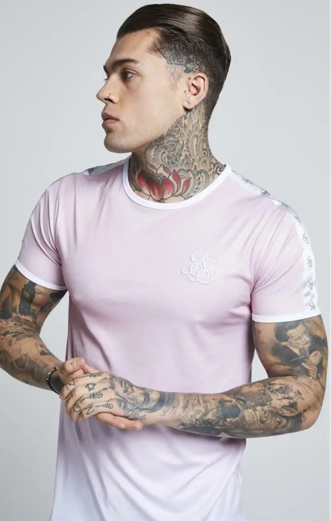 

SikSilk Taped Fade Gym Tee Pink Men's T-Shirt