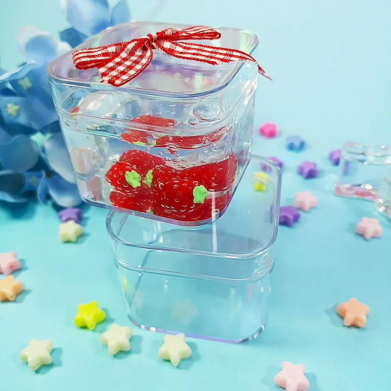 Caixa de Armazenamento Caixa de Plástico Quadrado com Tampas para Slime Macaco Feliz Novo - Lote Slime Container Transparente Brinquedo Macio Claro 20 Pçs 4 Argila de modelagem