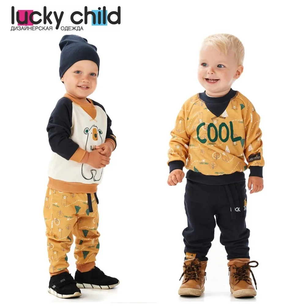 Толстовка Lucky Child с начёсом для мальчиков арт. 63 16f 1 шт (Зимние каникулы) [сделано в
