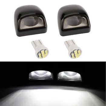 

TAIHONGYU 2x Black License Plate Light Lens + White LED Bulb fit for Silverado Sierra Tahoe Escalade Suburban 1500 Fit For GMC