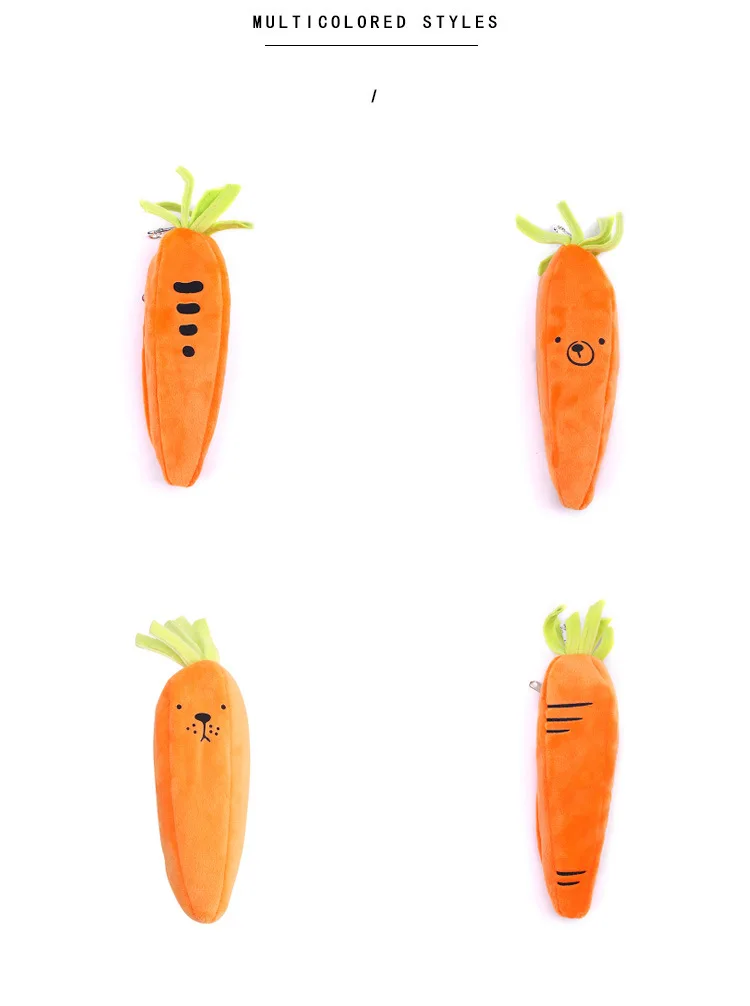Чехол для карандашей с рисунком морковки, милые плюшевые сумки для карандашей, канцелярские сумки, школьные офисные принадлежности, escolor canetas