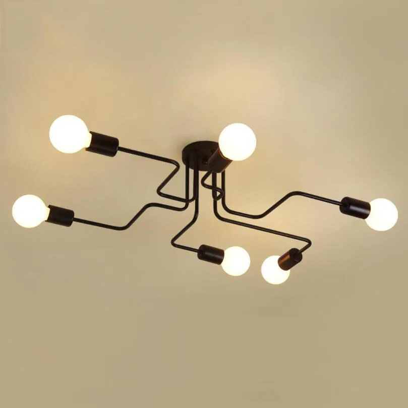  Retro Loft Nordic Pipe Wrought Iron Ceiling Lights Ceiling Lamp for Living Room Bedroom Vintage Cei - 32949952096