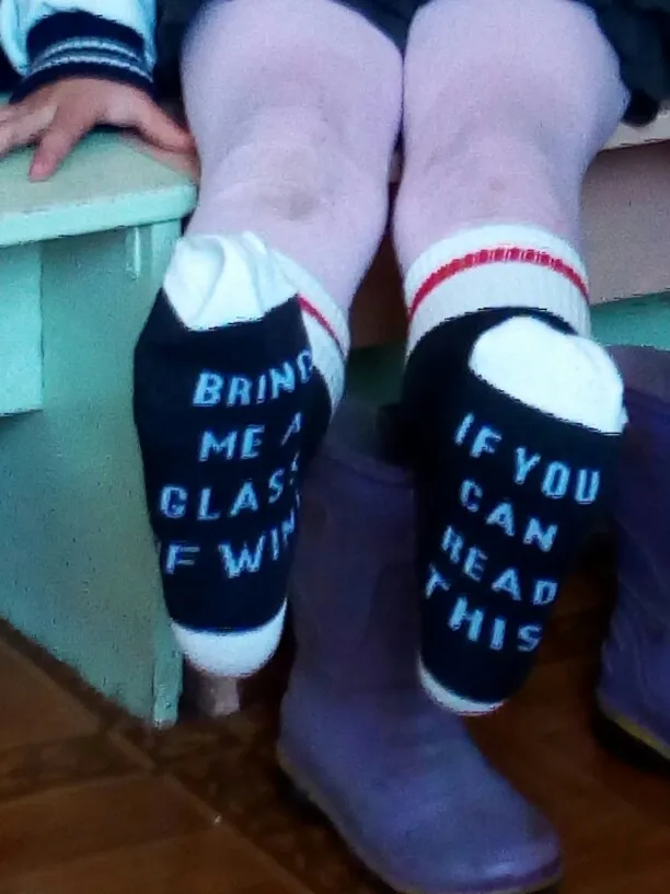 IF YOU CAN READ THIS, BRING ME A GLASS OF WINE SOCKS photo review