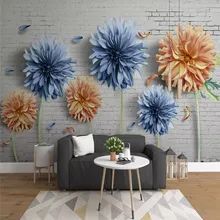Simple 3d chrysanthemum brick wall nostalgic flower TV background wall custom large wallpaper mural 3D photo wall factory wholes Simple 3d chrysanthemum brick wall nostalgic flower TV background wall custom large wallpaper mural 3D photo wall factory wholes