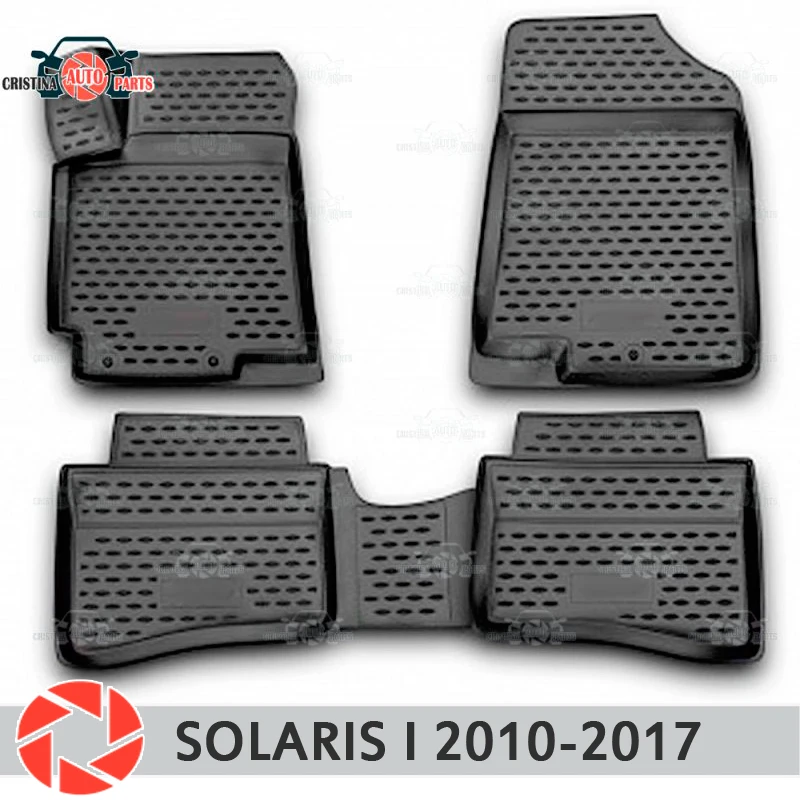 Напольные коврики для Hyundai Solaris 2010 2017 Нескользящие полиуретановые защиты от грязи