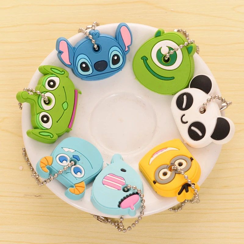 4363 wholesale mixed hair creative cute cartoon silicone protective case key chain student key chain pendant case