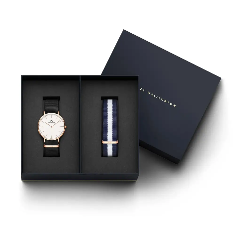 Наручные часы Daniel Wellington Classic Cornwall 40 мм RG White + часовой ремешок Glasgow для часов |
