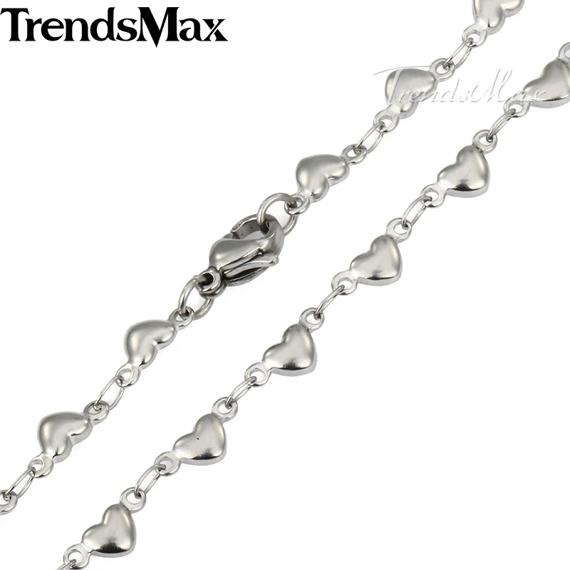 Trendsmax Customize size 4mm Womens Girls Chain Necklace Heart Love