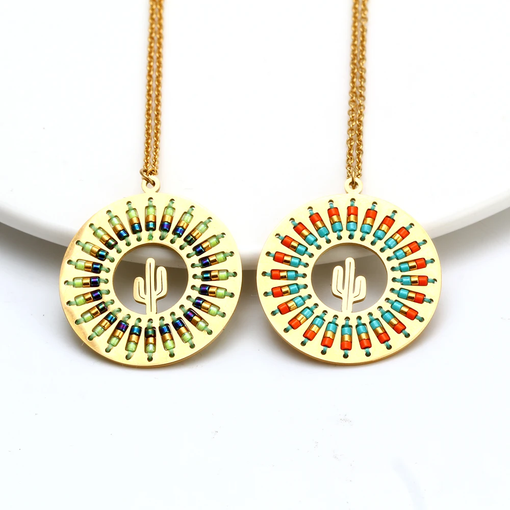 

MEIBEADS 1pc MIYUKI Seed Beads Stainless Steel Charms Choker Necklaces Pendants For Women Statement Clavicle Necklace