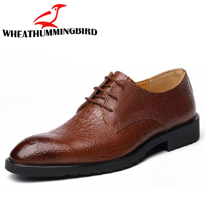 Hot Fashion Men Crocodile Grain Leather Shoes Oxford Men Lace-Up Formal Shoes Man Party Wedding Dress Shoes LE-17