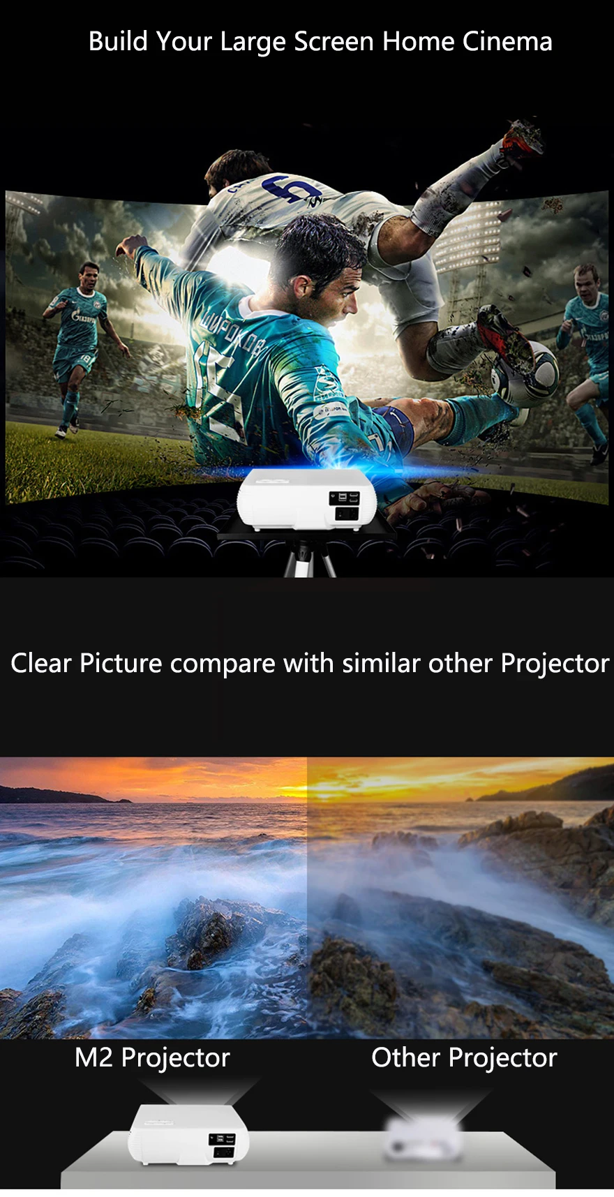 M2 Android Wifi Projector LED Home Theater Proyector (15)