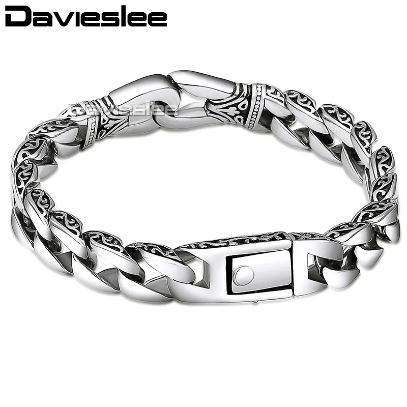 Мужской браслет цепочка Davieslee из нержавеющей стали 316L панк браслеты для мужчин