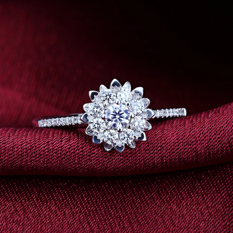 

Natural Diamond Engagement Ring 0.1+0.16ct Diamond Jewelry for Women Handmade Wedding Band 18K White Gold